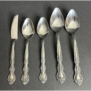 National Stainless New Rose 5 Pieces 2 Teaspoons 2 Oval Soup Spoons 1 Knife